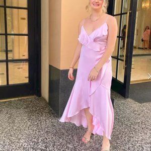 Express Pink Ruffle Wrap Front Hi-Lo Maxi Dress (size 4)